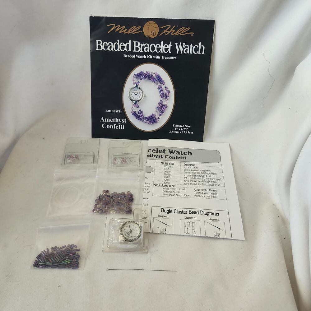 Mill Hill Amethyst Confetti Beaded Bracelet Watch Kit Treasures MHBBW3 B19